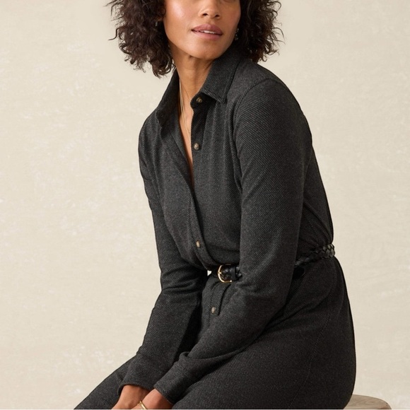 Faherty Legend Sweater Dress Heathered Black Twill size Small Soft Staple Casual - Picture 3 of 13